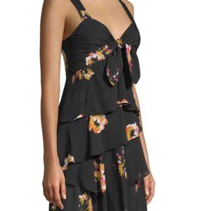 A.L.C. Floral midi dress, black and white